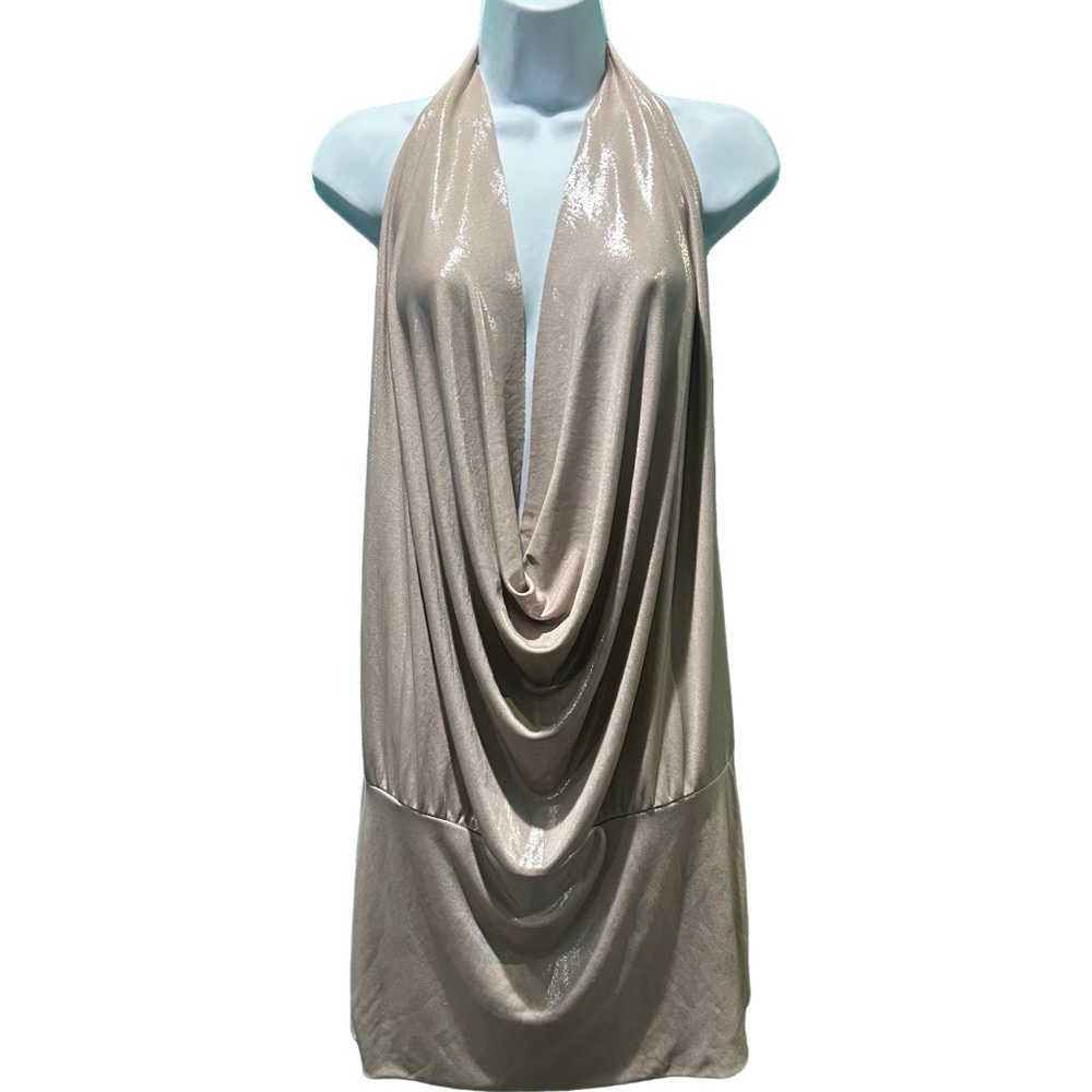 Shimmering Halter Neck Draped Dress